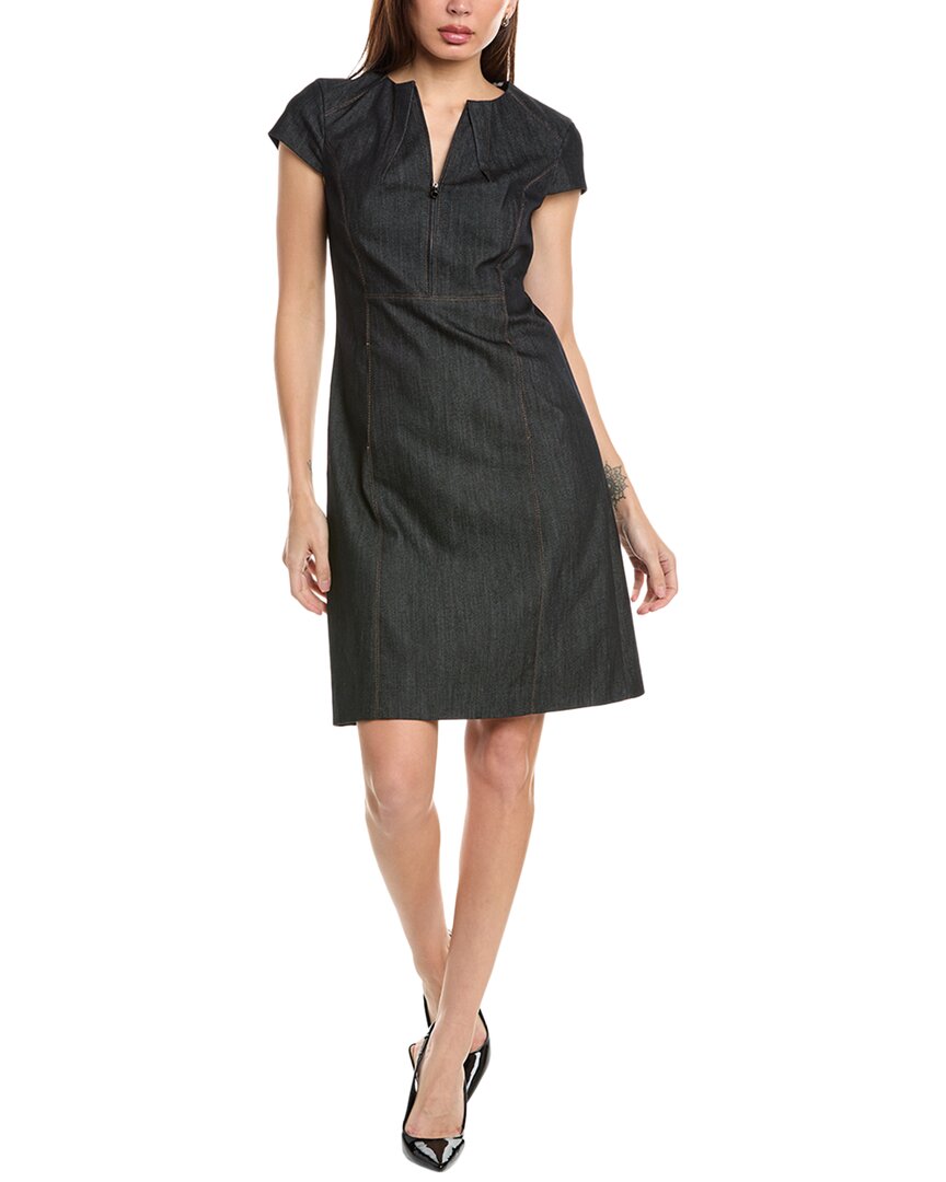 Elie Tahari Denim Fit & Flare Zip Shift Dress