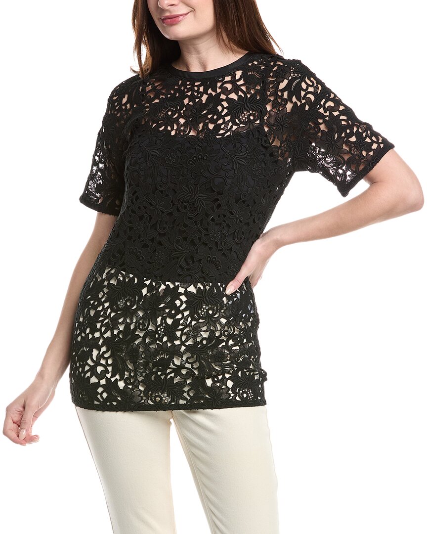Valentino Wool & Silk-Blend Top Black