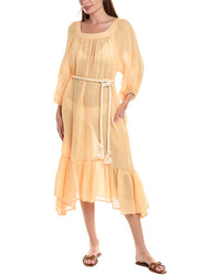 Lisa Marie Fernandez Laure Linen-Blend Midi Dress Orange