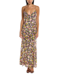 Les Rêveries Ruffle Cami Silk Maxi Dress Multi