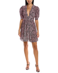 Les Rêveries Puff Sleeve Silk Mini Dress Pink
