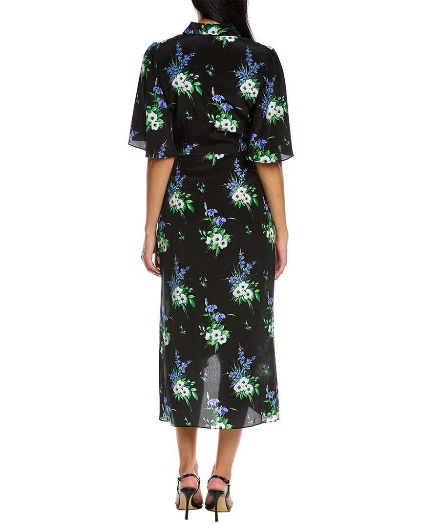 Les Rêveries Flutter Sleeve Silk Midi Dress