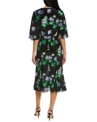 Les Rêveries Flutter Sleeve Silk Wrap Dress