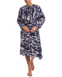 Boss Hugo Boss Tie Neck Midi Dress Blue
