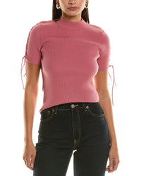 Oscar De La Renta Mock Neck Wool-Blend Shirt Pink