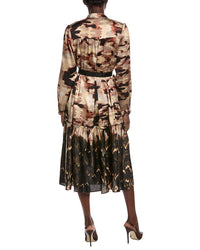 Gracia Mock Neck Belted Shirtdress