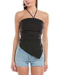 Onia Air Asymmetrical Halter Linen-Blend Top