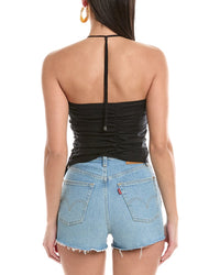 Onia Air Asymmetrical Halter Linen-Blend Top