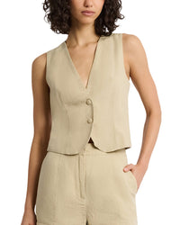 Onia Air Linen-Blend Relaxed Vest 2 Brown