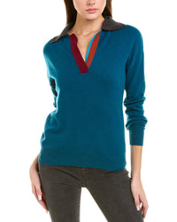 InCashmere Incashmere Colorblocked Cashmere Polo Shirt