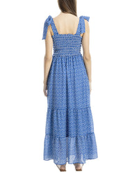 Max Studio Self Tie Smocked Bodice Maxi Dress