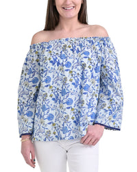 Pomegranate Off The Shoulder Top Blue Regular 0 (XS)