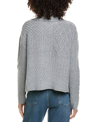 Incashmere Mix Cable Stitch Overlap Wool-Blend Cardigan