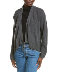 Brodie Cashmere Wool & Cashmere-Blend Ribbed Wrap Cardigan Grey