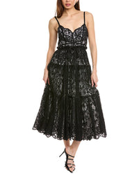 Cinq À Sept Lana Lace Midi Dress Black