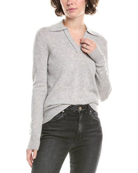 Incashmere Braided Trim Cashmere Polo Sweater