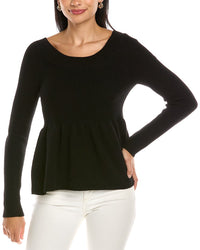 Rebecca Taylor Peplum Wool Pullover Regular 4 (S) Black
