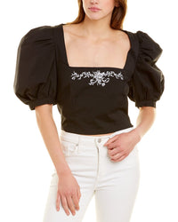 Caroline Constas Long Sleeve Delilah Top Regular 0 (XS) Black