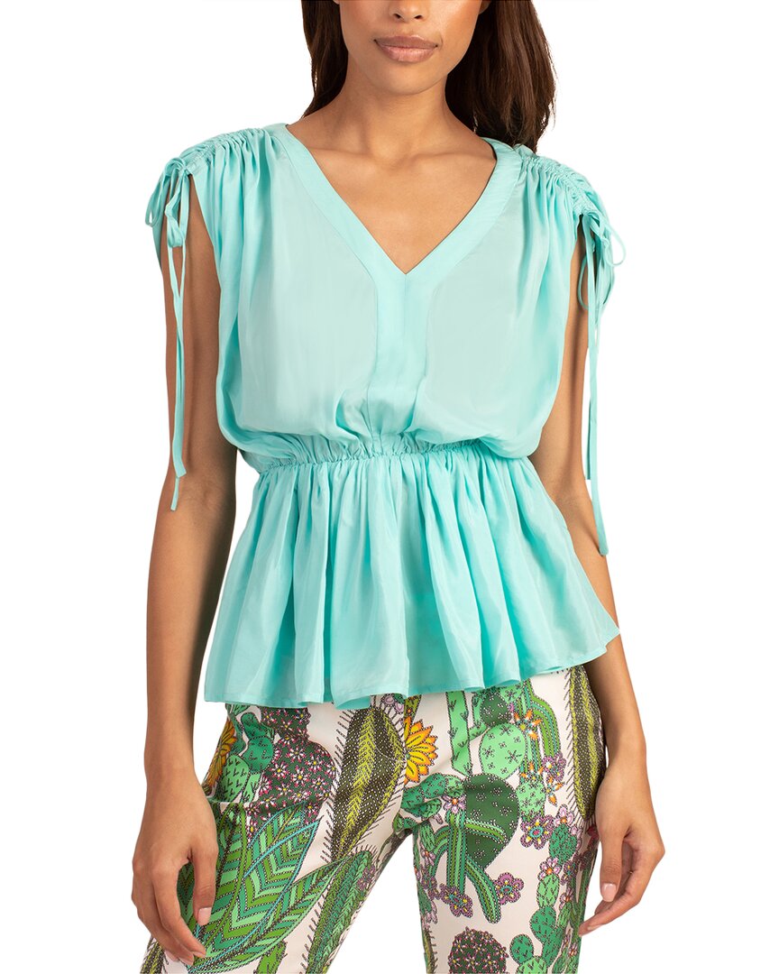 Trina Turk Floral Top Regular 0 (XS) Blue