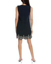 Oscar De La Renta Sleeveless Crystal Scallop Embellished Silk-Lined Wool-Blend