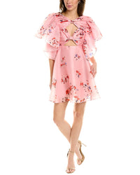 Carolina Herrera Cutout Bow Front Silk A-Line Dress Pink