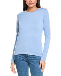 St. John Solid Jersey Knit Sweater Blue