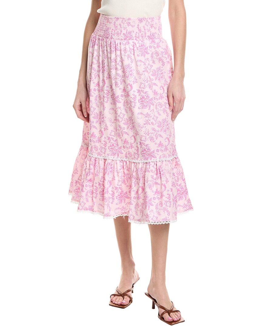 Sail To Sable Ruffle Midi Skirt Pink