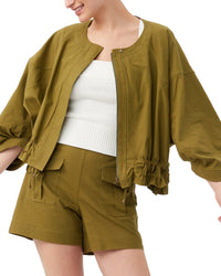 Trina Turk Prita Linen-Blend Jacket Regular 12 (L) Green