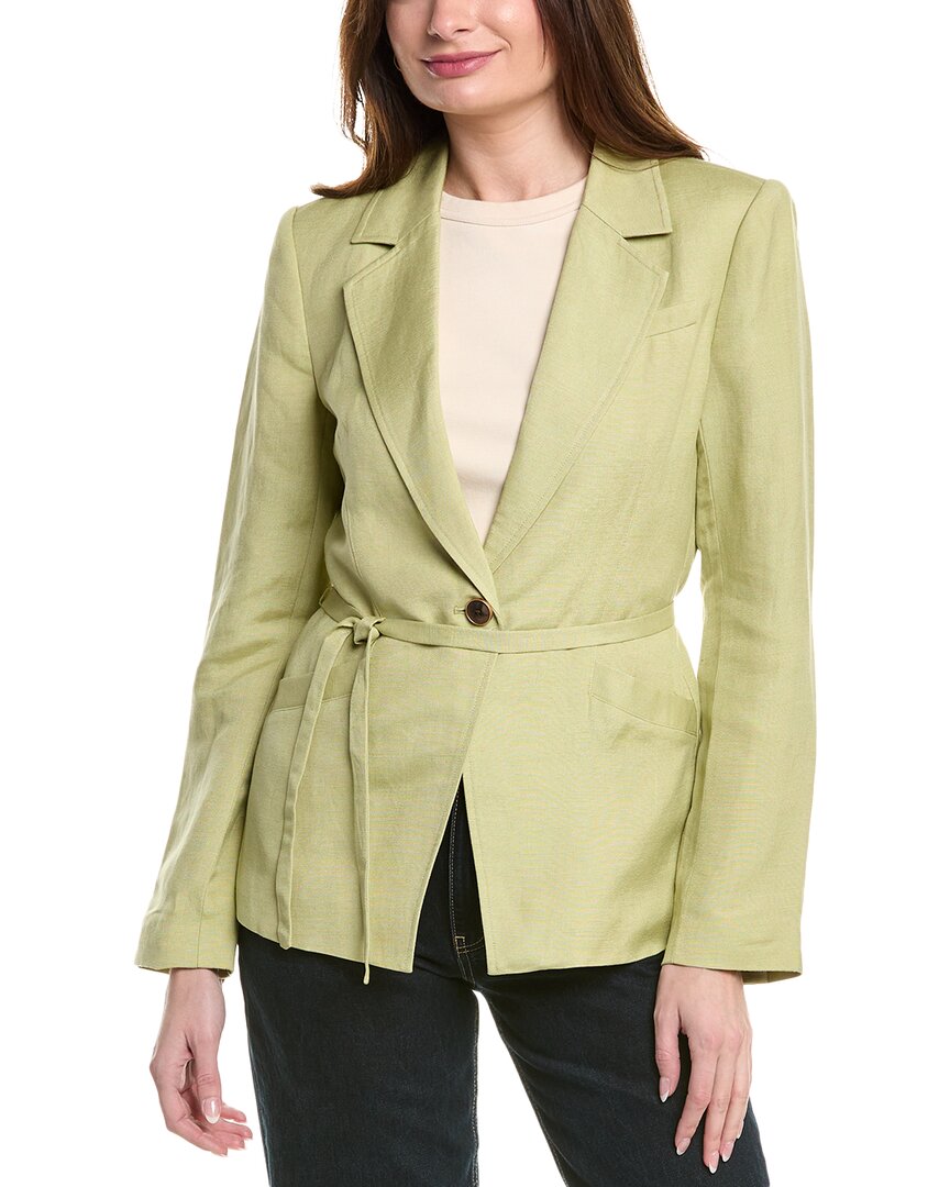 Paige Genova Linen-Blend Blazer Green