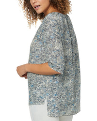 Nydj Button Down Silk-Blend Peasant Blouse