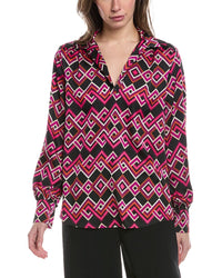 Joseph Ribkoff Open Placket Blouse Purple