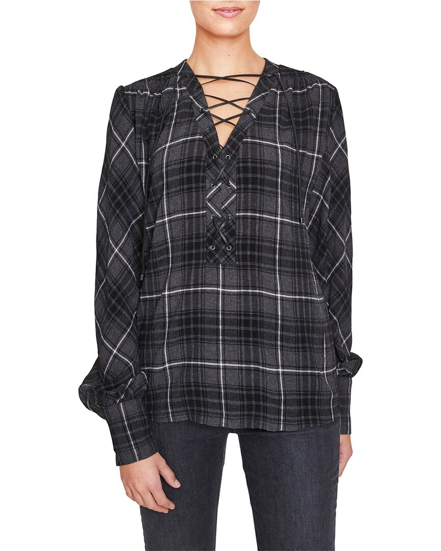 Santorelli Wool-Blend Blouse 40 Grey