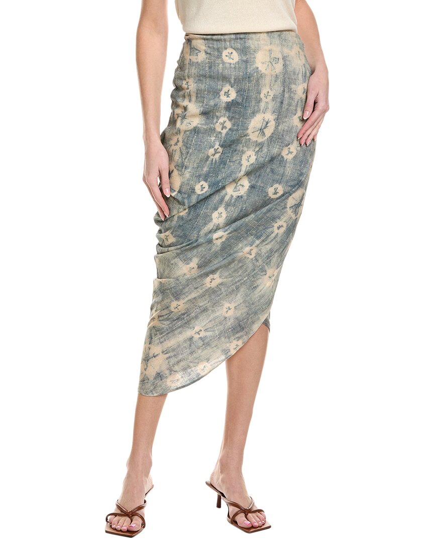 Just Bee Queen Noor Linen-Blend Midi Skirt Blue Regular 0 (XS)