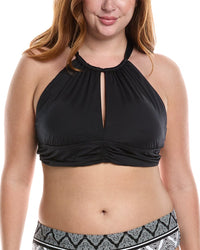 La Blanca Ig High Neck Midline Top Black Plus 22W (3X)