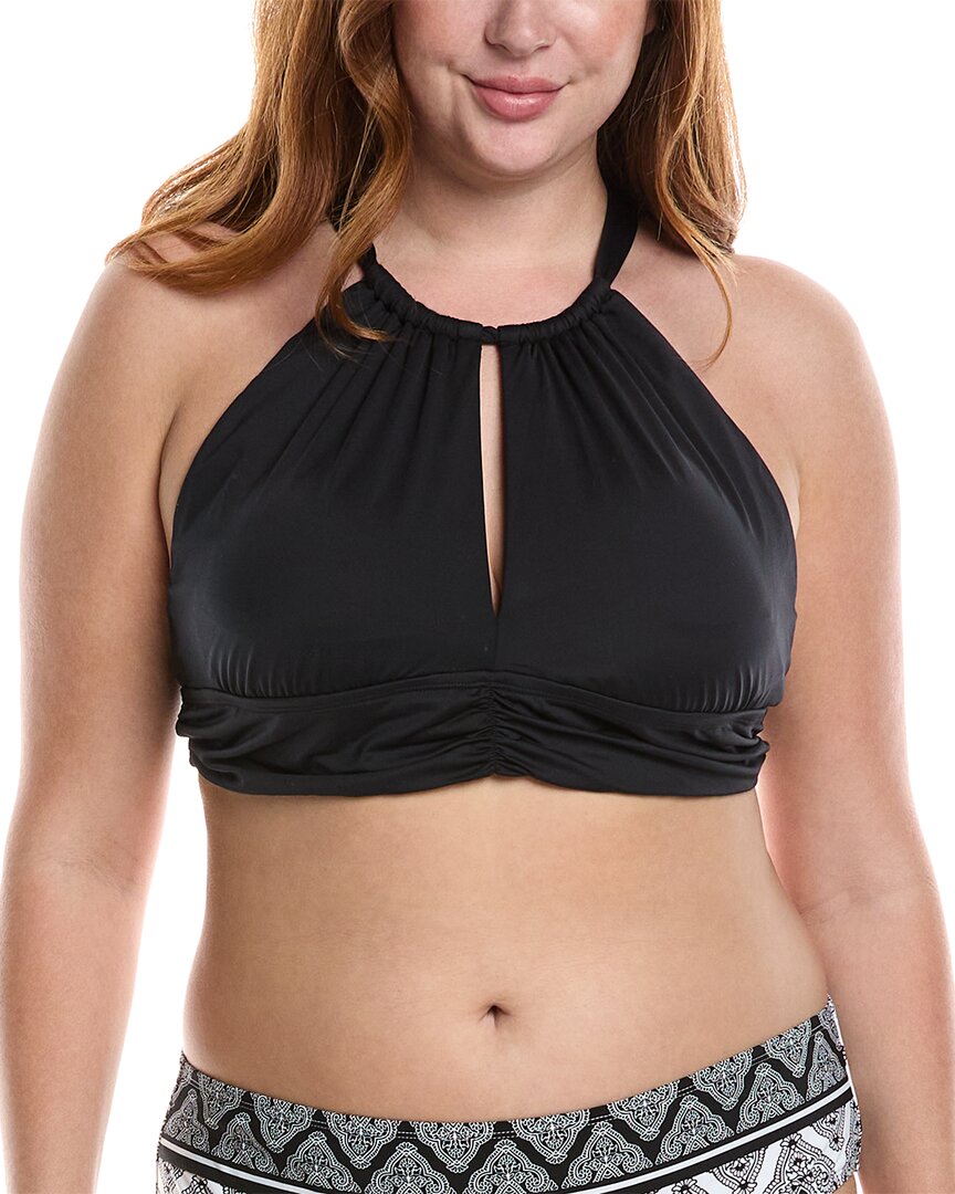 La Blanca Ig High Neck Midline Top Black Plus 22W (3X)