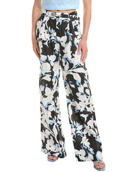 Nicholas Calista Belted Wide Leg Linen-Blend Pant Black