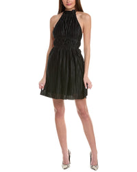 Reveriee Plisse Halter Midi Dress Black Regular 12 (L)