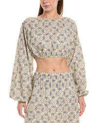 Weworewhat Crop Bubble Top Brown Multi Regular 8 (M)