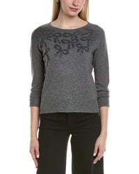 Sofiacashmere Bow Embellishment Wool & Cashmere-Blend Sweater
