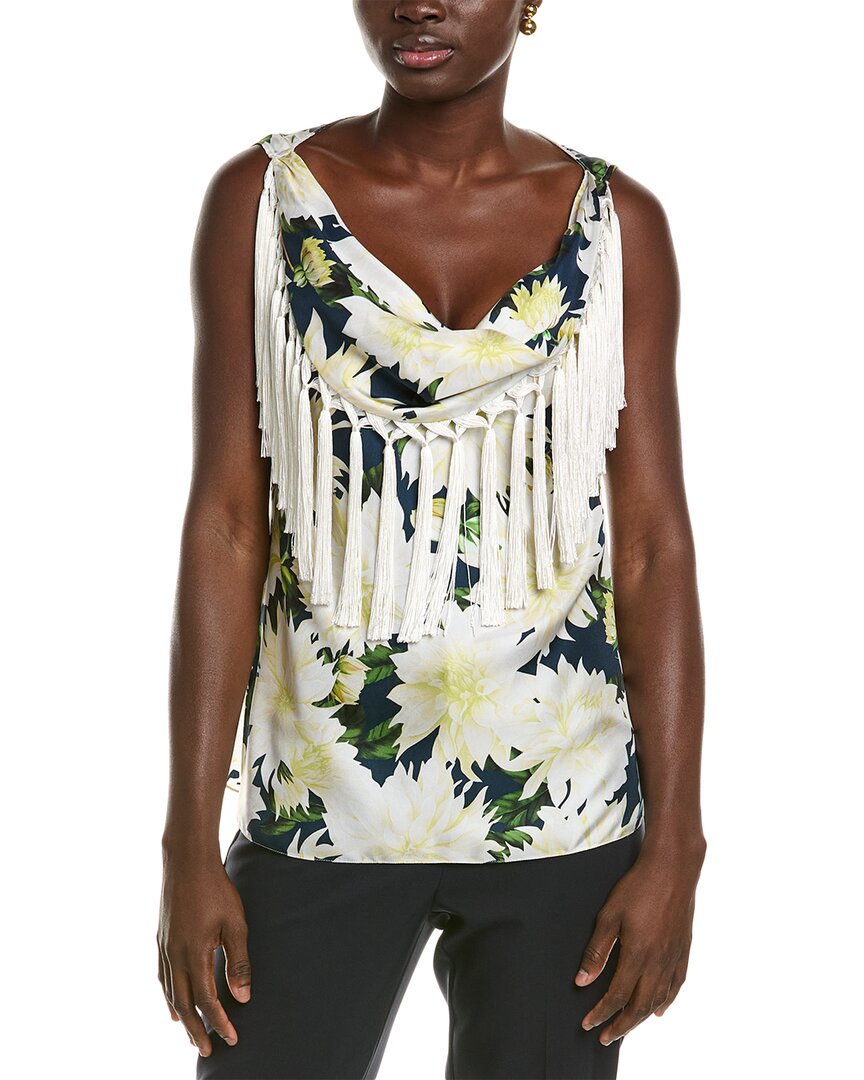 Oscar De La Renta Dahlia Silk Twill Tank White