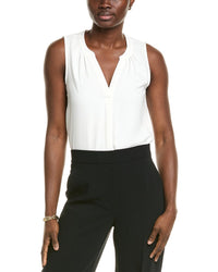 T Tahari Split Neck Blouse