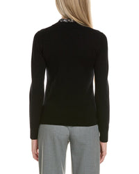 Sofiacashmere Stone-Trimmed Mock Neck Wool & Cashmere-Blend Sweater