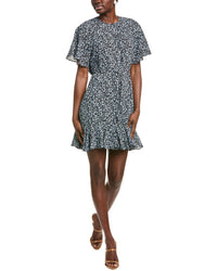 Cece Raglan Fluted Hem Mini Skater Dress Black