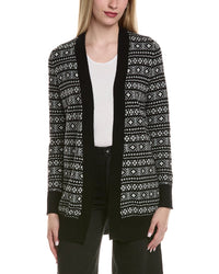 Sofiacashmere Fairisle Shawl Collar Wool & Cashmere-Blend Cardigan