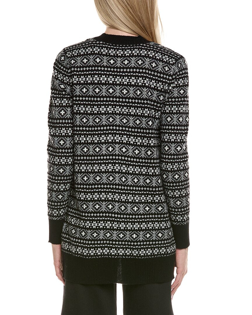 Sofiacashmere Fairisle Shawl Collar Wool & Cashmere-Blend Cardigan