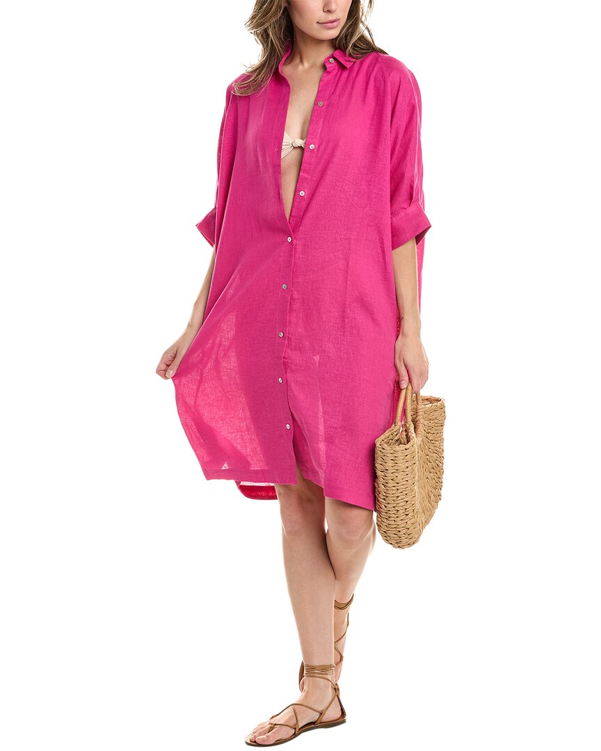 Lenny Niemeyer Armhole Raglan Chemisier Linen-Blend Cover-Up Pink