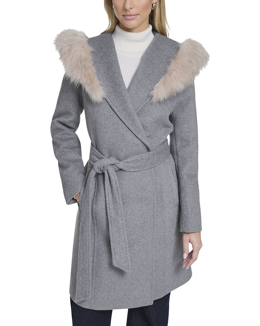 Cole Haan Wool-Blend Wrap Coat