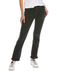 Hudson Jeans Nico Mid-Rise Black Ash Destruct Straight Ankle Jean Black 23" Waist