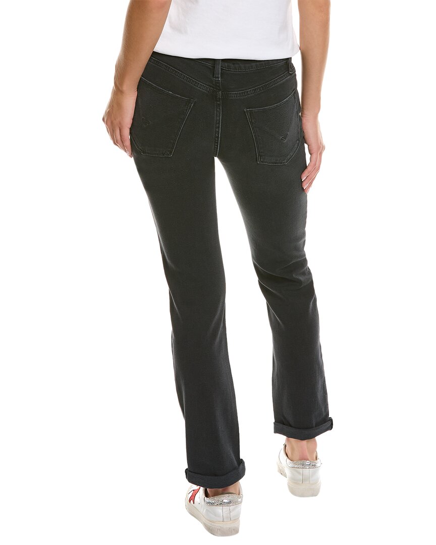 Hudson Jeans Nico Mid-Rise Black Ash Destruct Straight Ankle Jean