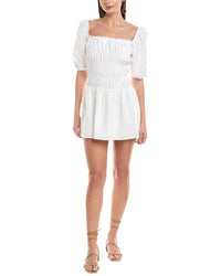 Onia Air Smocked Linen-Blend Mini Dress White